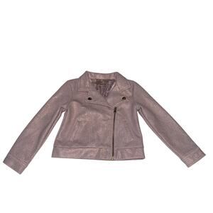 Genuine Kids By Oshkosh Girls 5T Jacket Metallic Moto Biker Fall School Casual